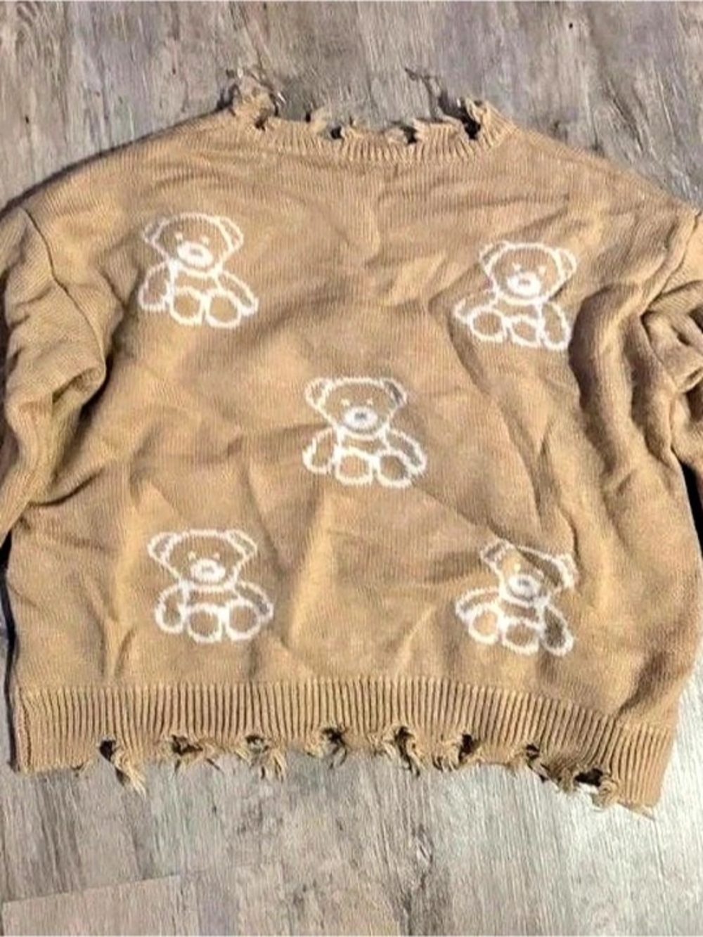 Wild Fable Teddy Bear Distressed Sweater in Brown Size XL